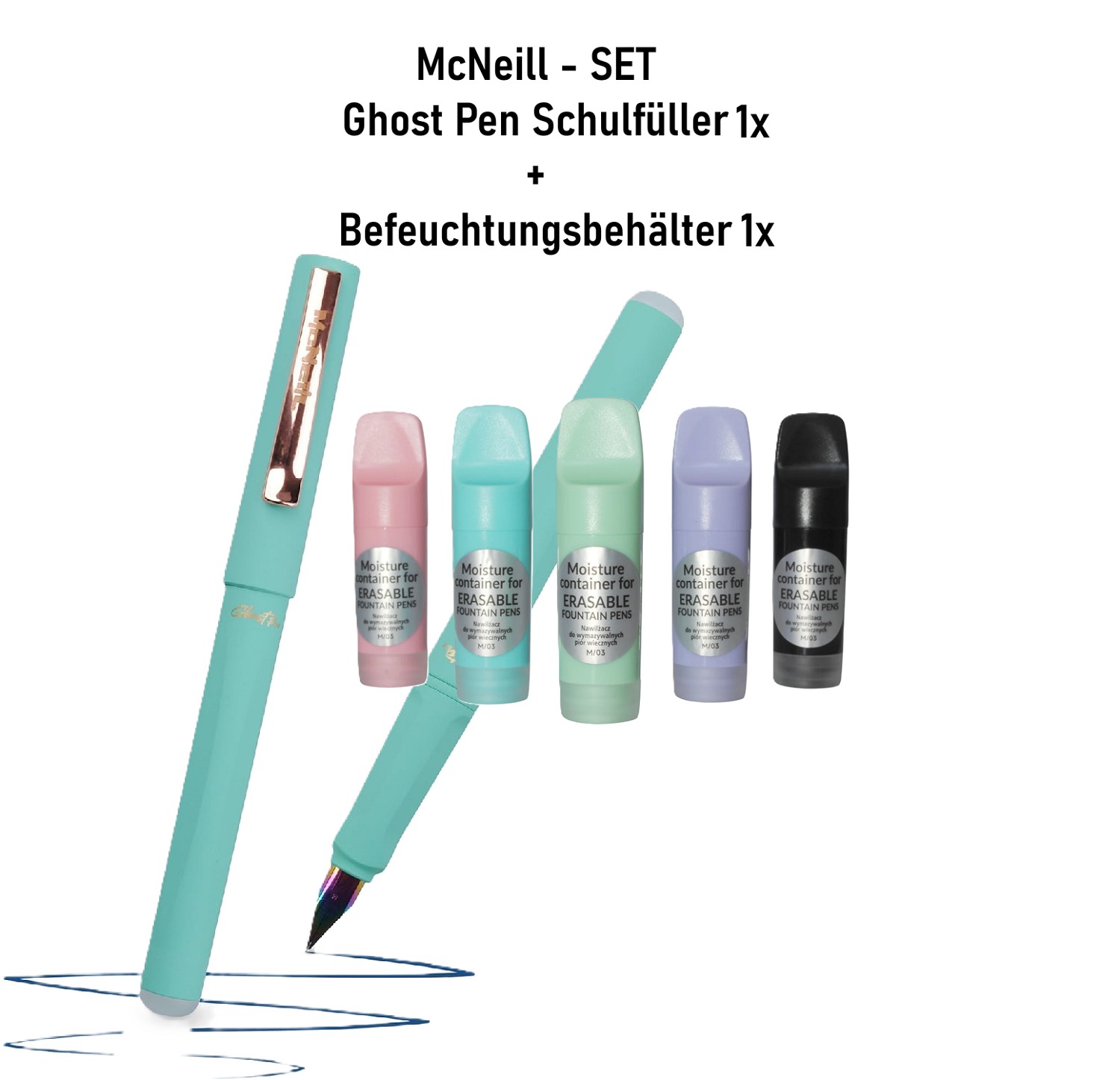 1x McNeill Befeuchtungsbehälter Befeuchter + Ghost Pen Füller Mint Pastell - SET