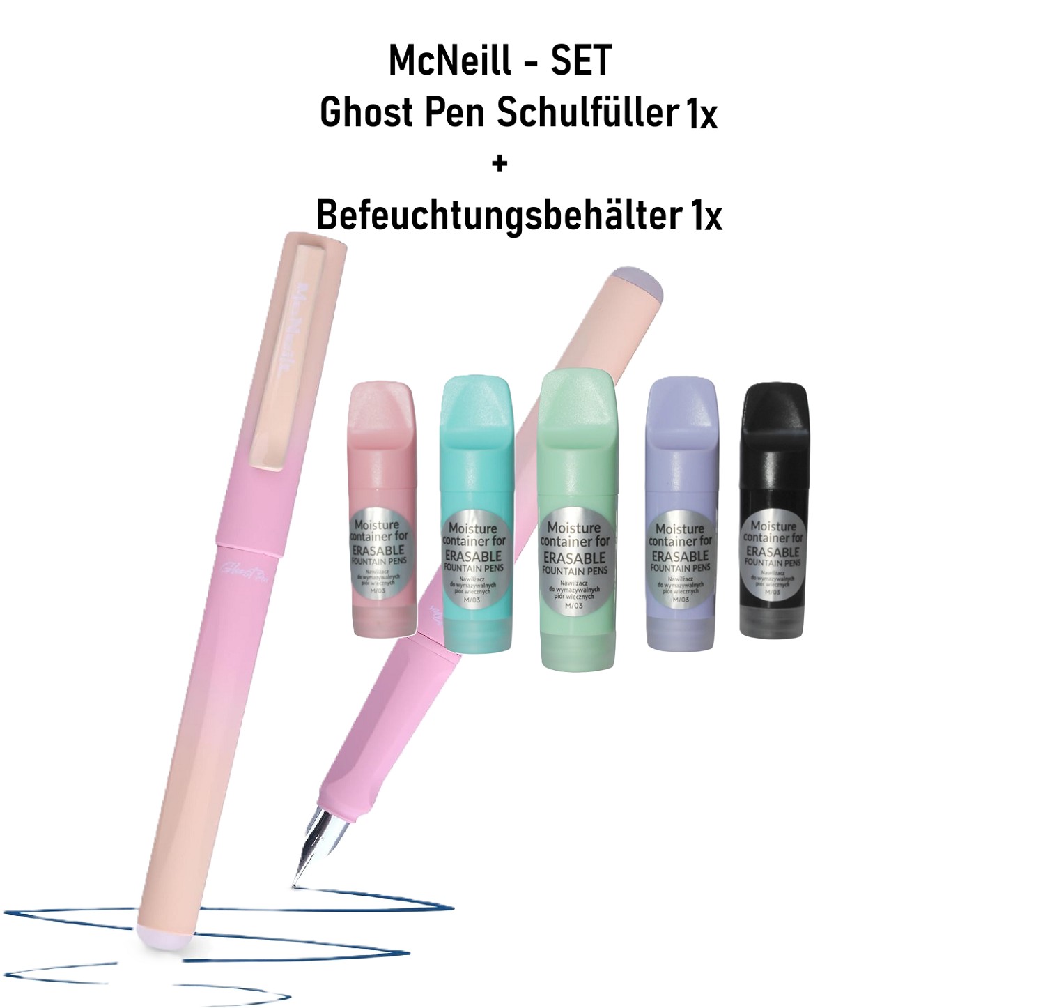 1x McNeill Befeuchtungsbehälter Befeuchter + Ghost Pen Füller Rosa Pastell - SET