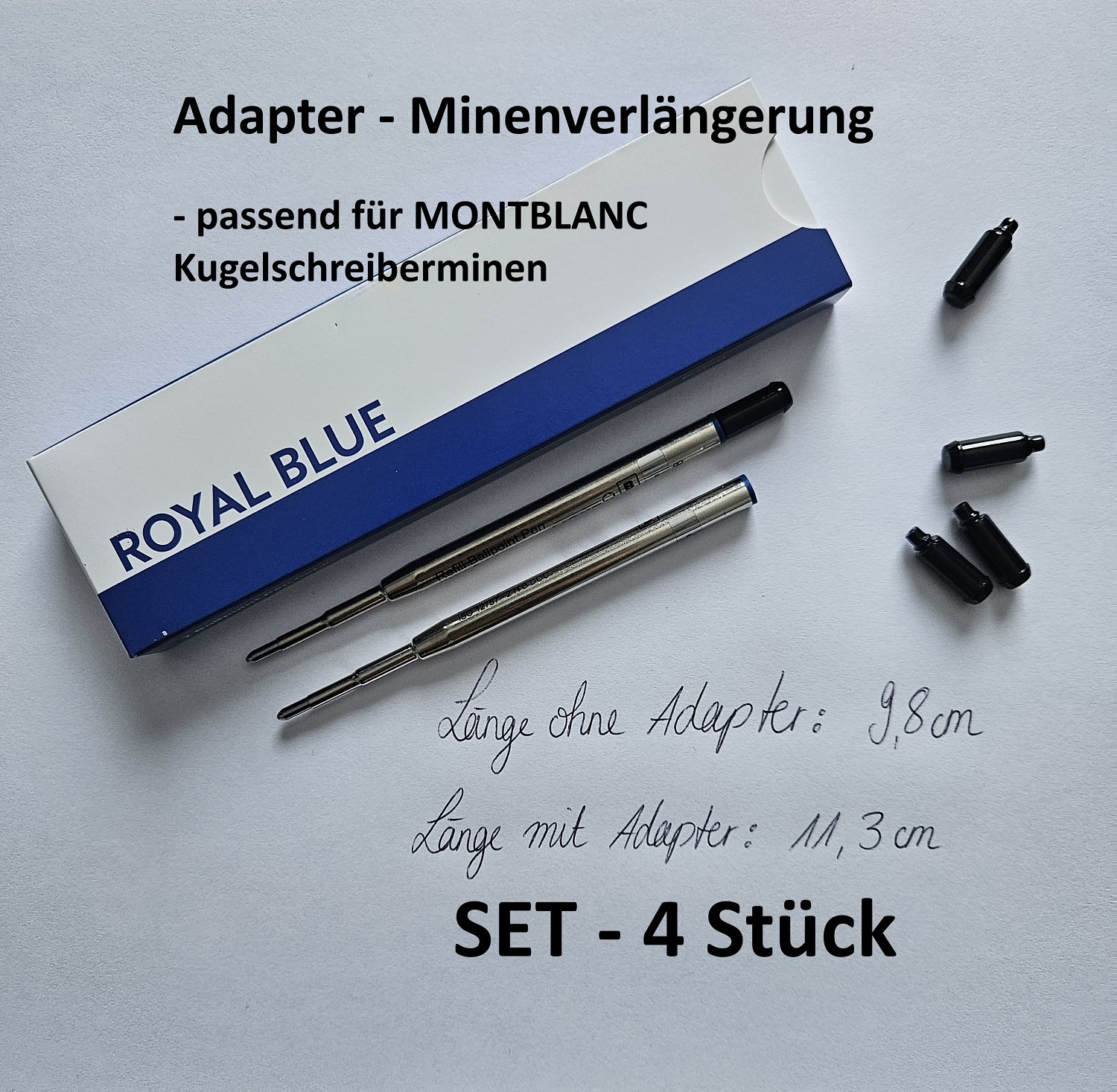 Adapter - Minen Verlängerung für MONTBLANC Kugelschreiber Ersatz Mine Refills - SET - 4 STÜCK