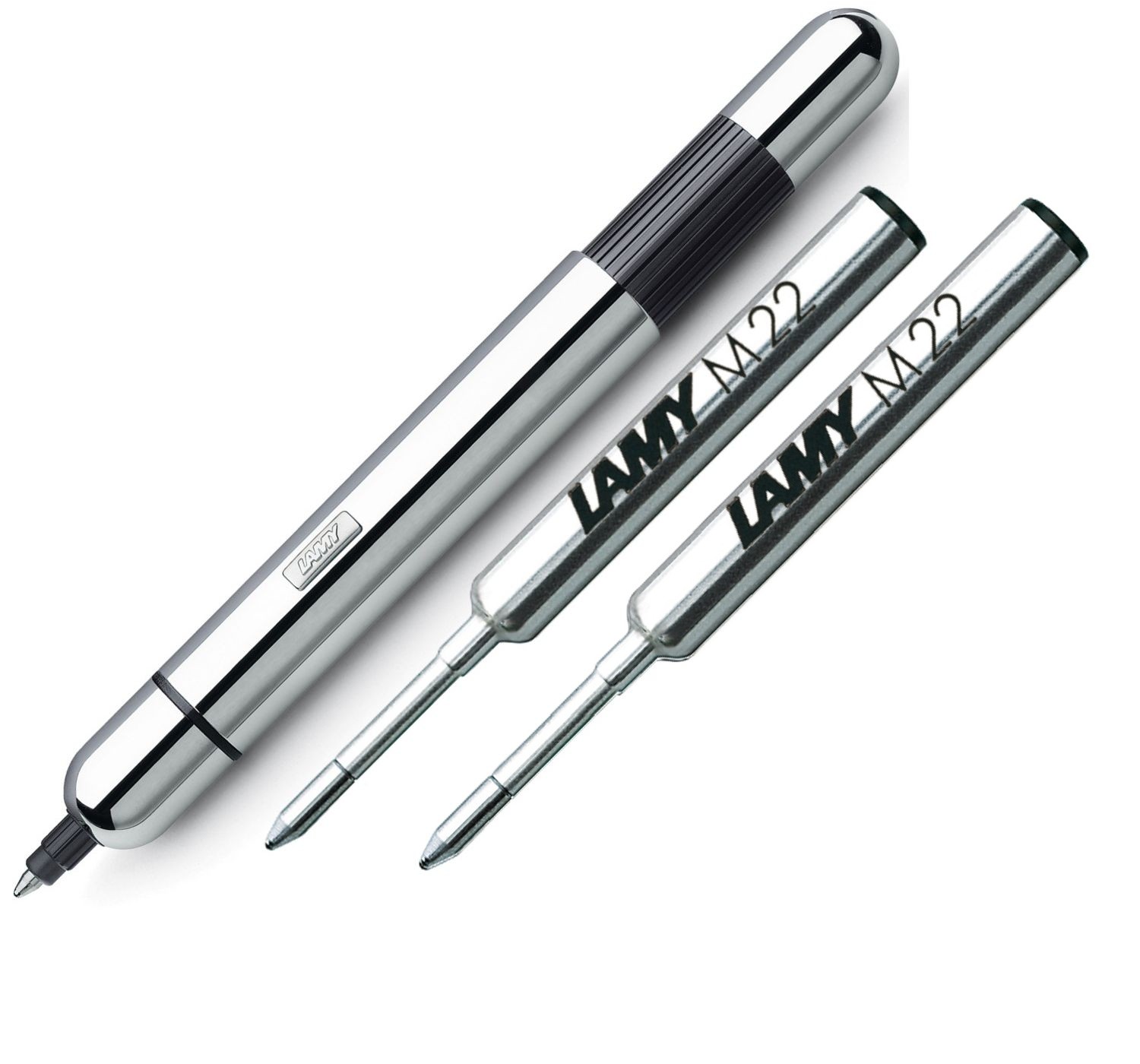 LAMY PICO Chrome 289 Geschenk Set - inkl. 2x Ersatz Mine/Refill Schwarz M Mittel