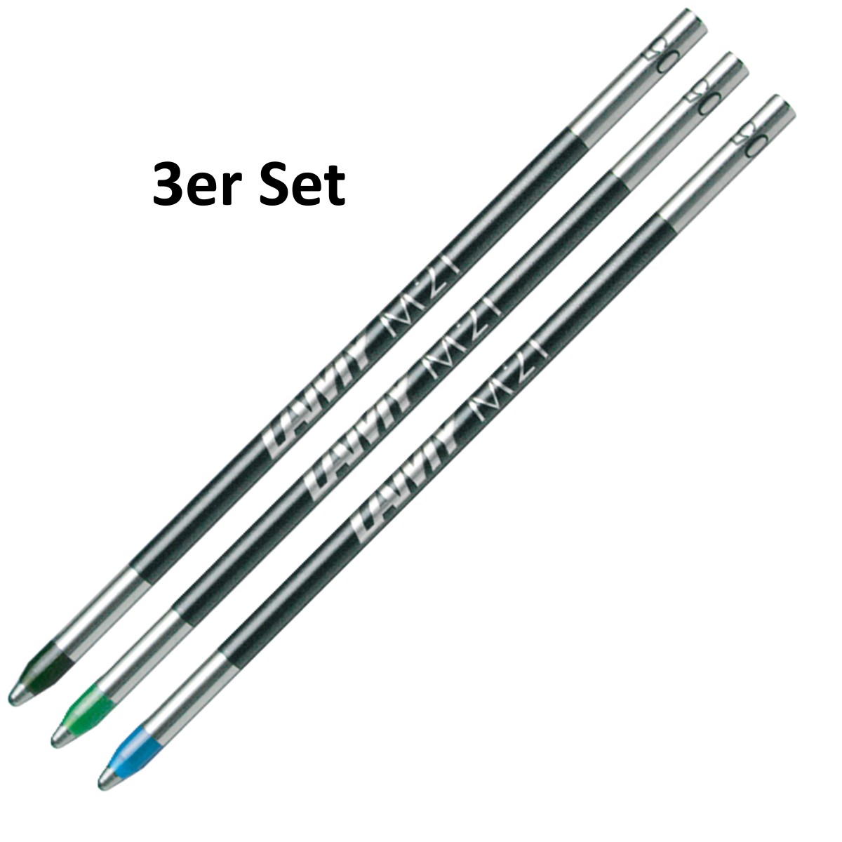 3er Set LAMY M21 schwarz/ blau/ grün - kleine Kugelschreiber Ersatz Mine 3 Stück