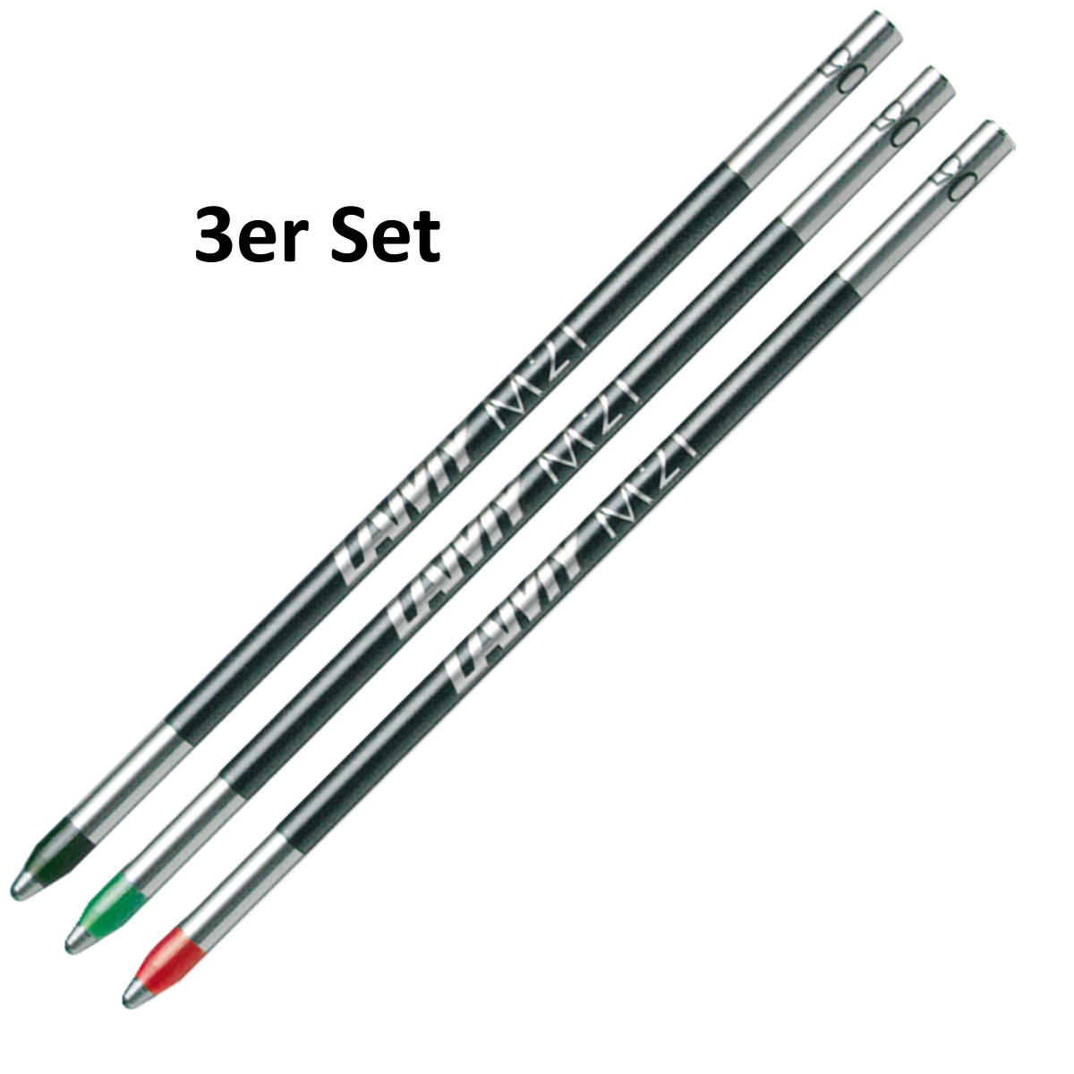 3er Set LAMY M21 schwarz/rot/grün - kleine Kugelschreiber Ersatz Mine 3 Stück