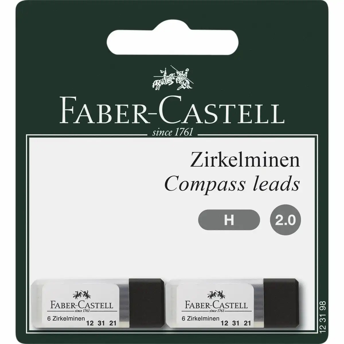 Original Faber Castell Zirkelmine Ersatz Minen Grau H 2 x 25 mm - 12 Minen - SET